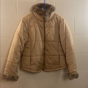 Alain Manoukian puffy coat with rabbit fur size 14